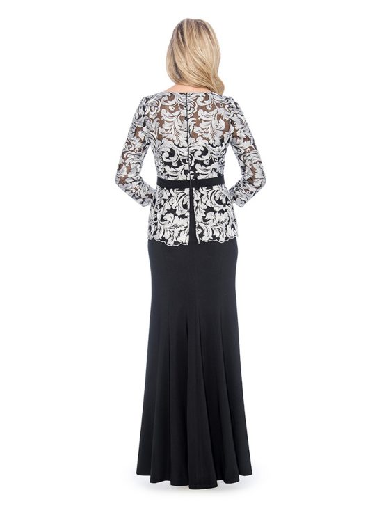 Lace pelum top long gown- mother of bride dress - wedding guest dress - formal evening dress