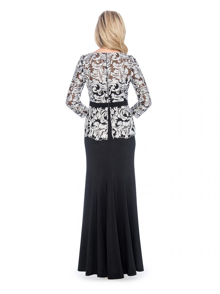 Lace pelum top long gown- mother of bride dress - wedding guest dress - formal evening dress