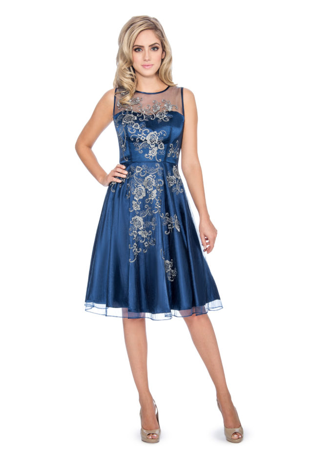 Embroidery applique short dress - short cocktail dress - wedding guest dress
