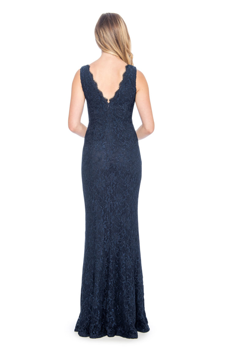 V neck mermaid lace long gown - formal evening dress - mother of bride dress - prom dress - homecoming dress