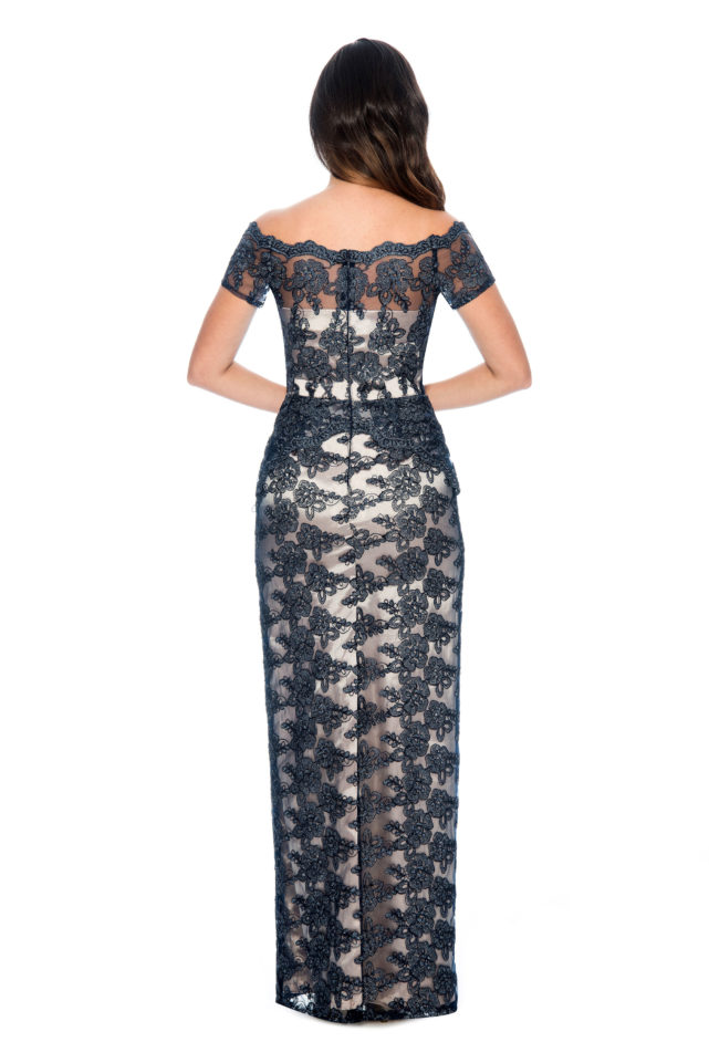 Off the shoulder lace pelpum long gown - bridesmaid dress - formal evening dress - mother of bride dress