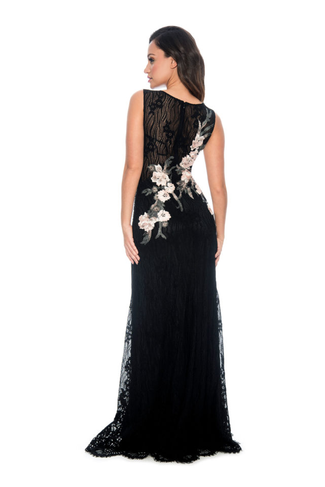 Lace appliqué on lace long gown - bridesmaid dress - mother of bride dress - wedding guest dress - formal evening dress - plus size - prom dress - homecoming dress