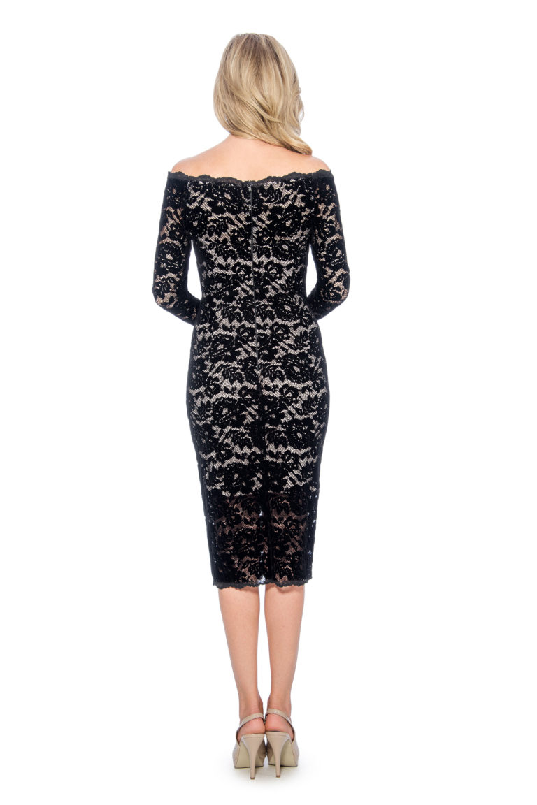 Off the shoulder velvet lace short dress - night out dress - short cocktail dress