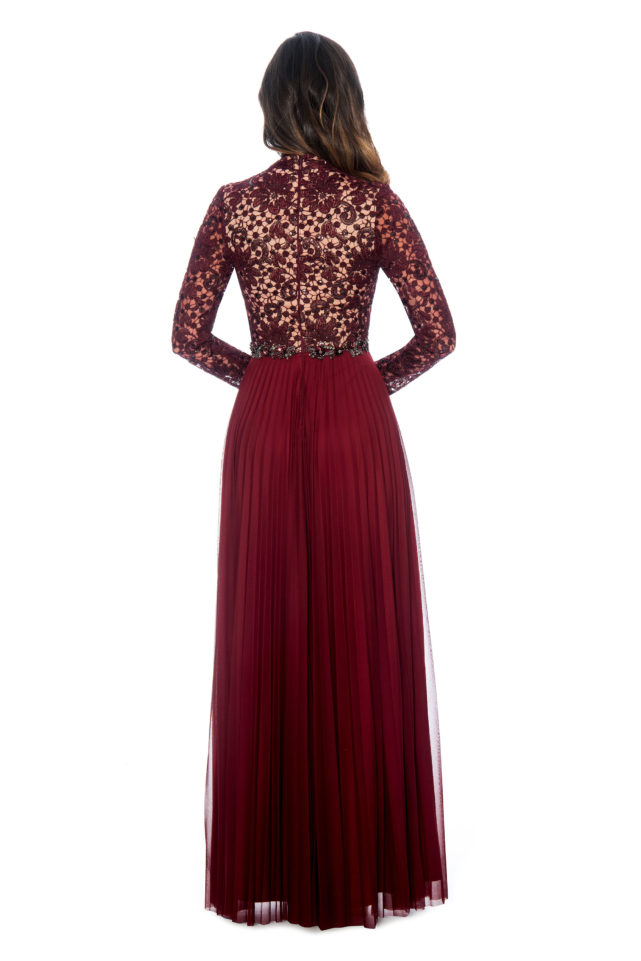 maroon long sleeve dress