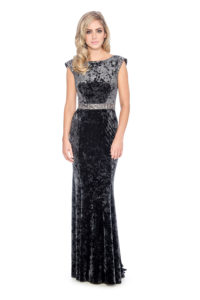 Cowl back velvet long gown-formal evening dress - mother of bride dress