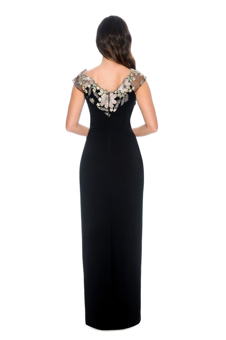 Floral embroidery long gown - bridesmaid dress - formal evening dress - mother of bride dress