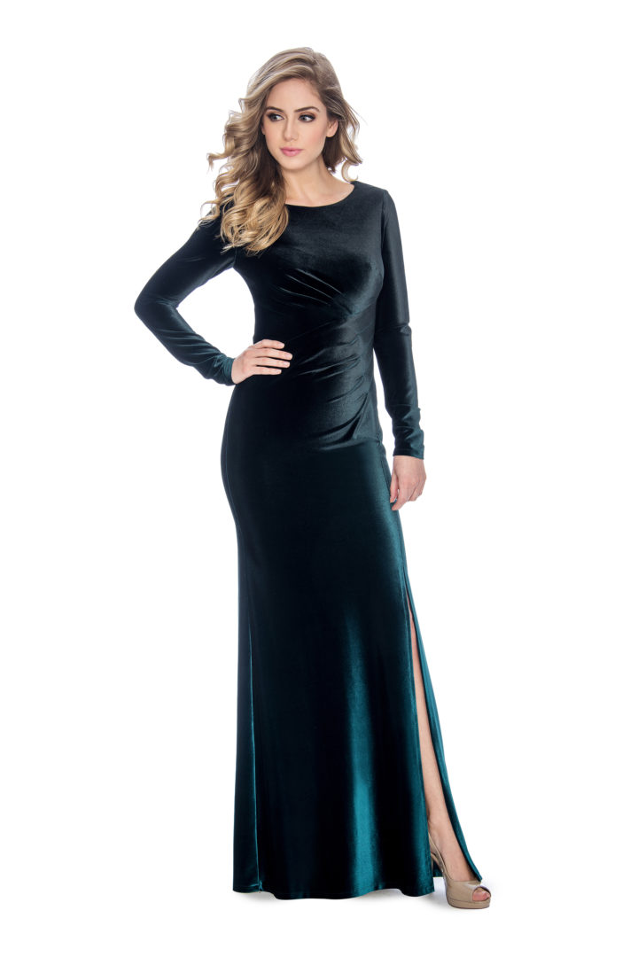 ombre velvet long dress