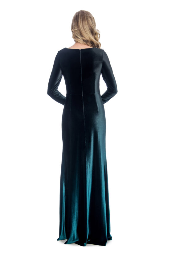 ombre velvet long dress