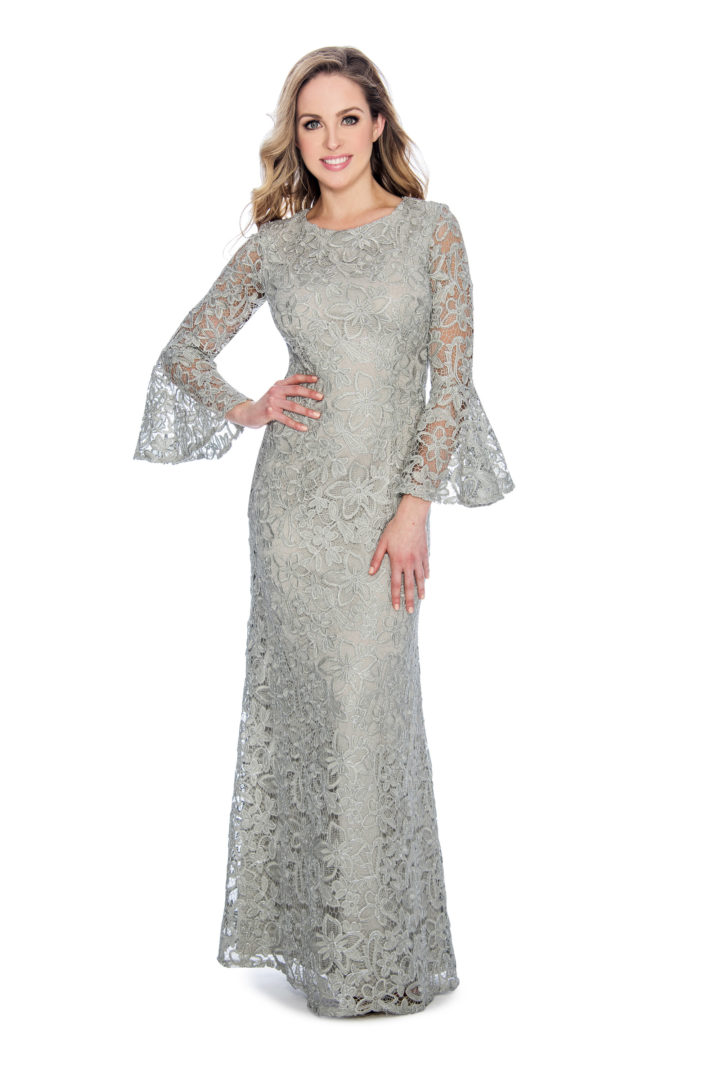 lace, bell sleeve, long dress
