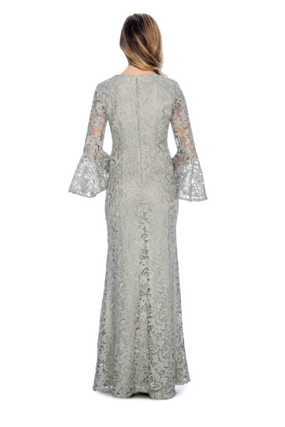 lace, bell sleeve, long dress