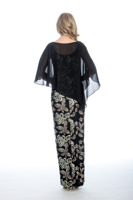 Cape overlay, long dress