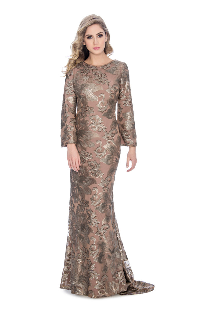 Bell sleeve, sequin, long dress