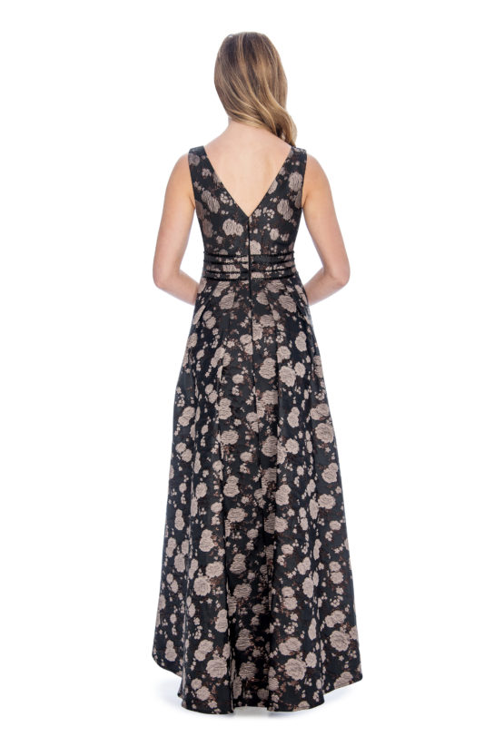 High low, brocade print dress