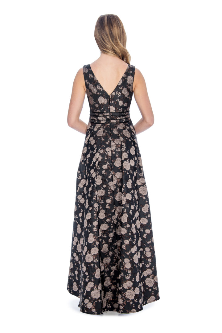 High low, brocade print dress