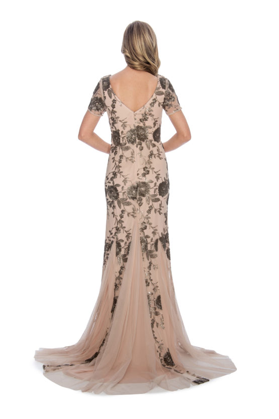 Cowl neck, sequin, long dress