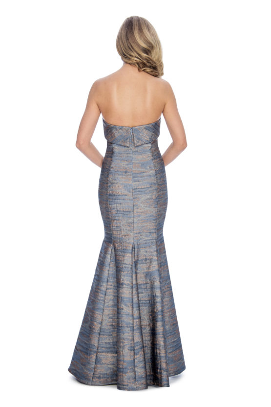 Strapless, brocade print, long dress