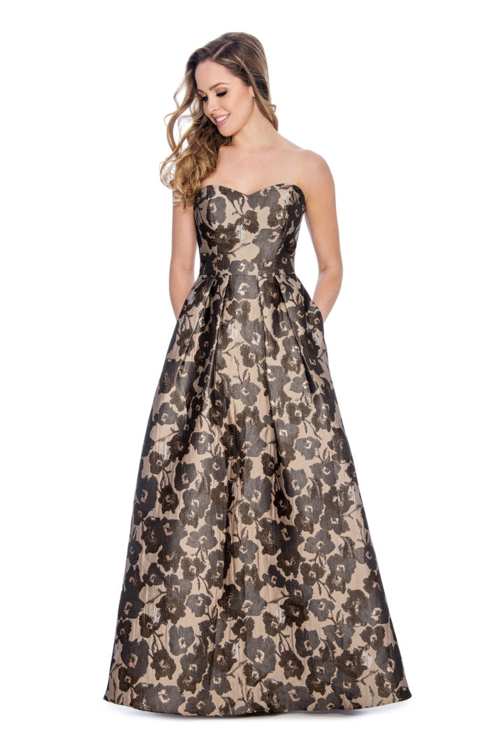 Sweetheart, printed, long dress