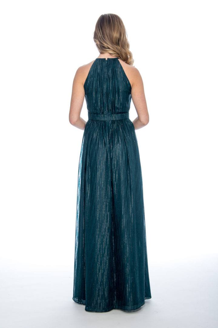 high neck, chiffon print, long dress