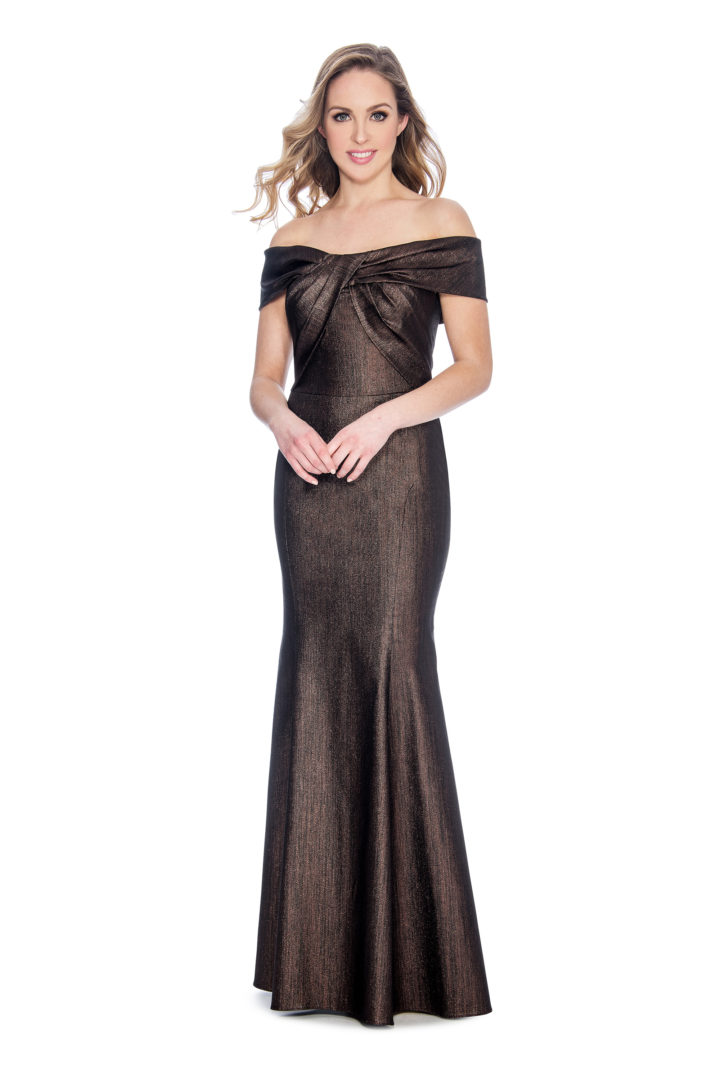 Off the shoulder, long dress