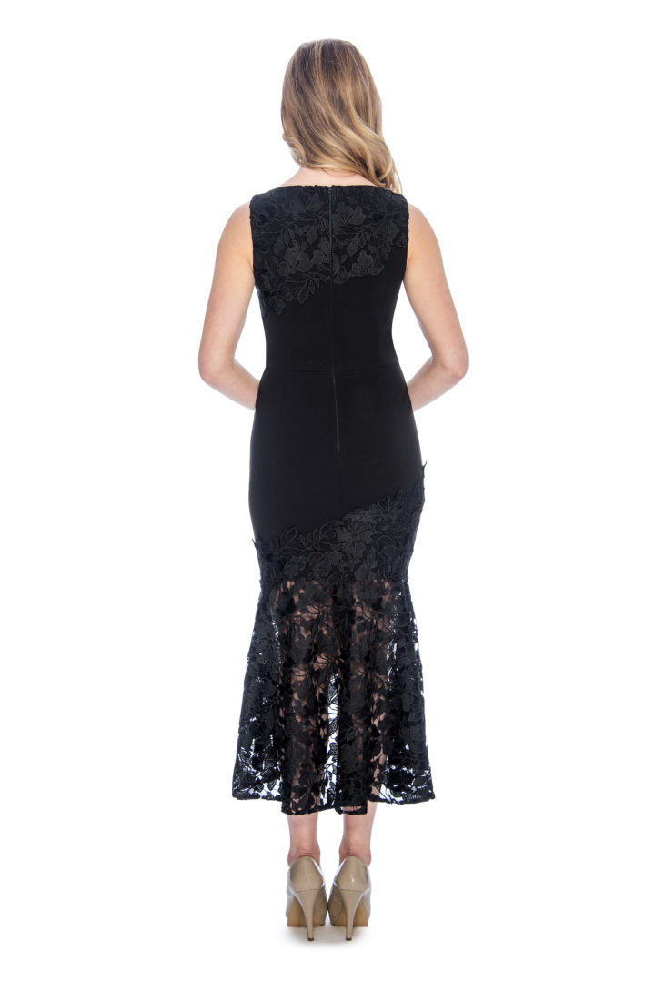 lace, trumpet, high low, short dress