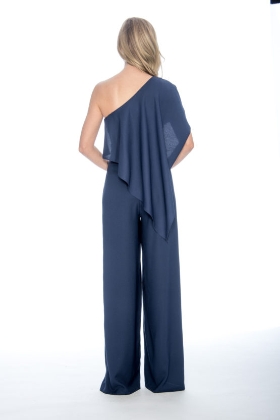 One shoulder, cape, jumpsuit