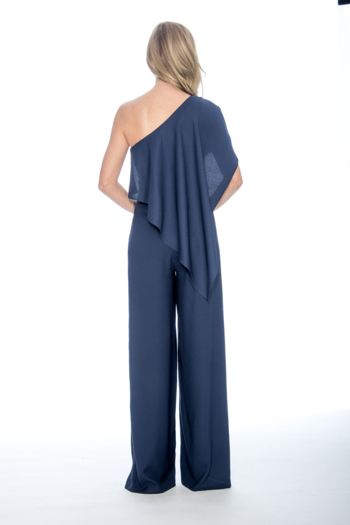 One shoulder, cape, jumpsuit