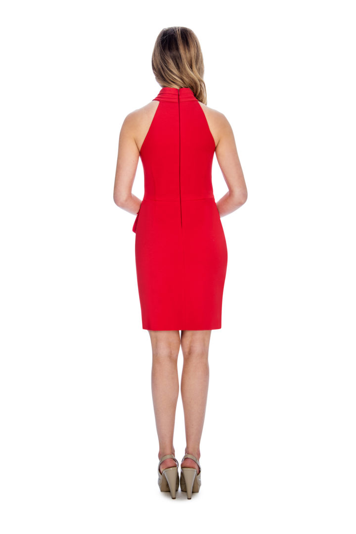 High neck, pleated, short dress