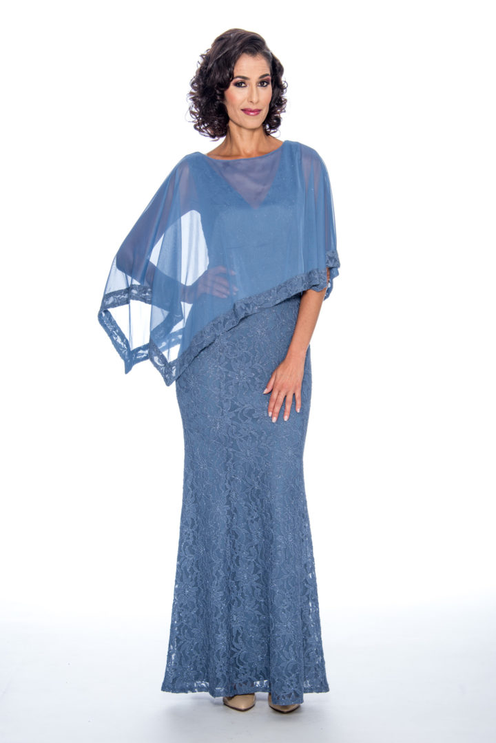 Lace, cape, long dress