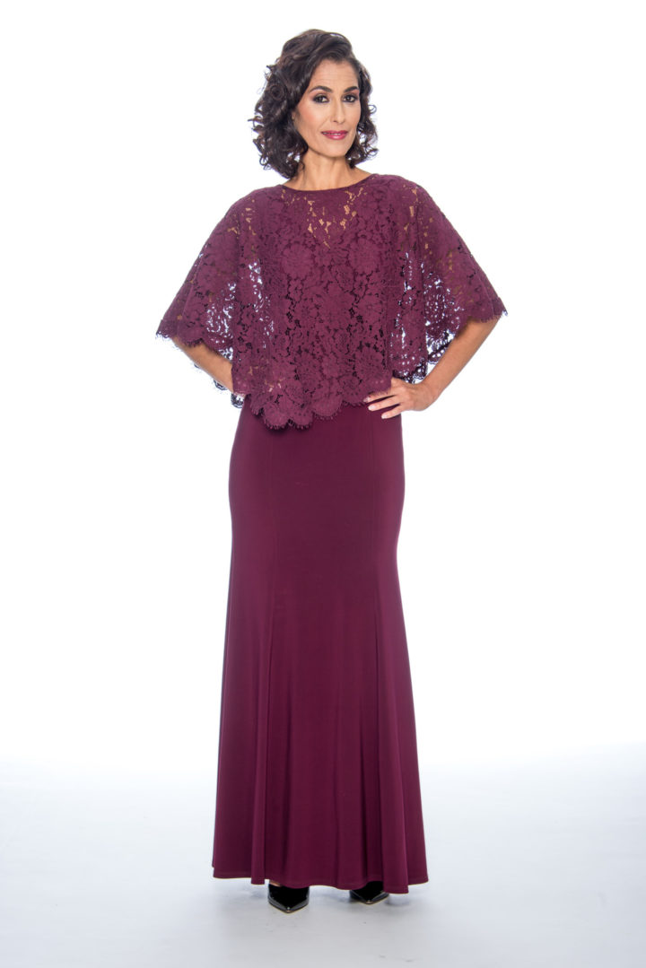 Lace cape, mermaid, long dress