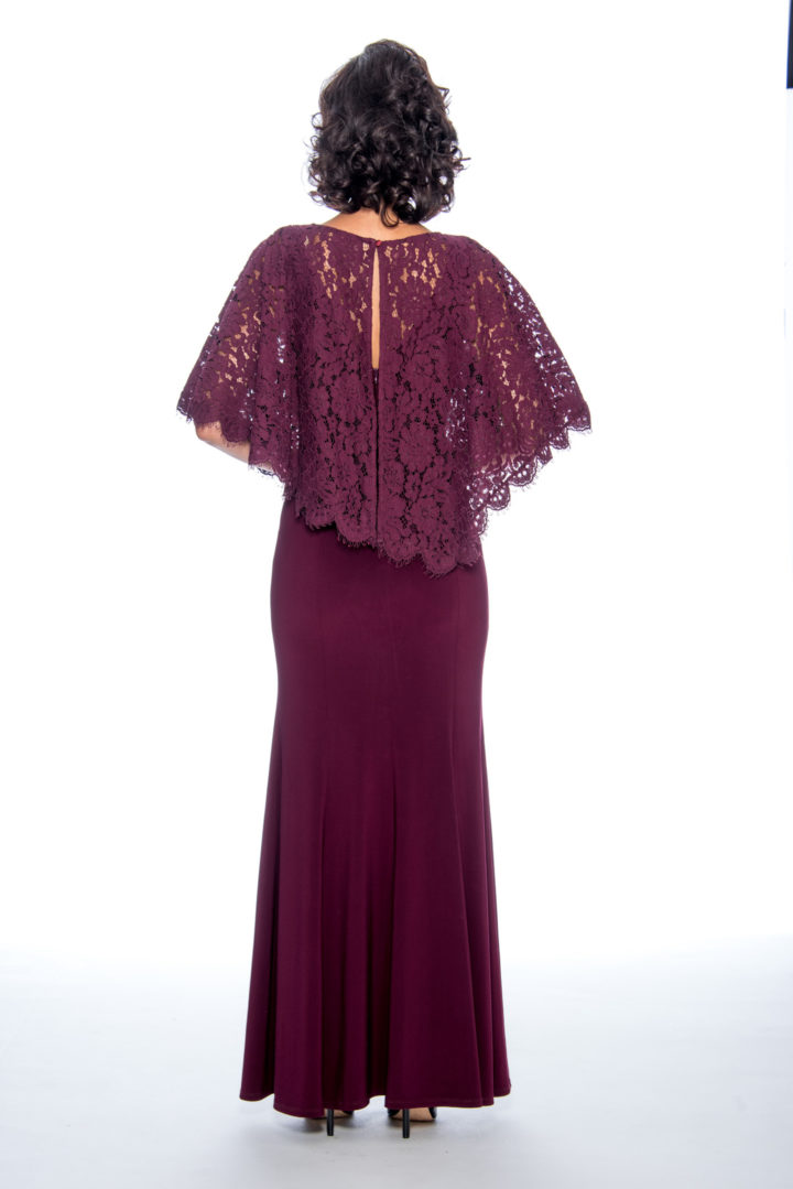 Lace cape, mermaid, long dress