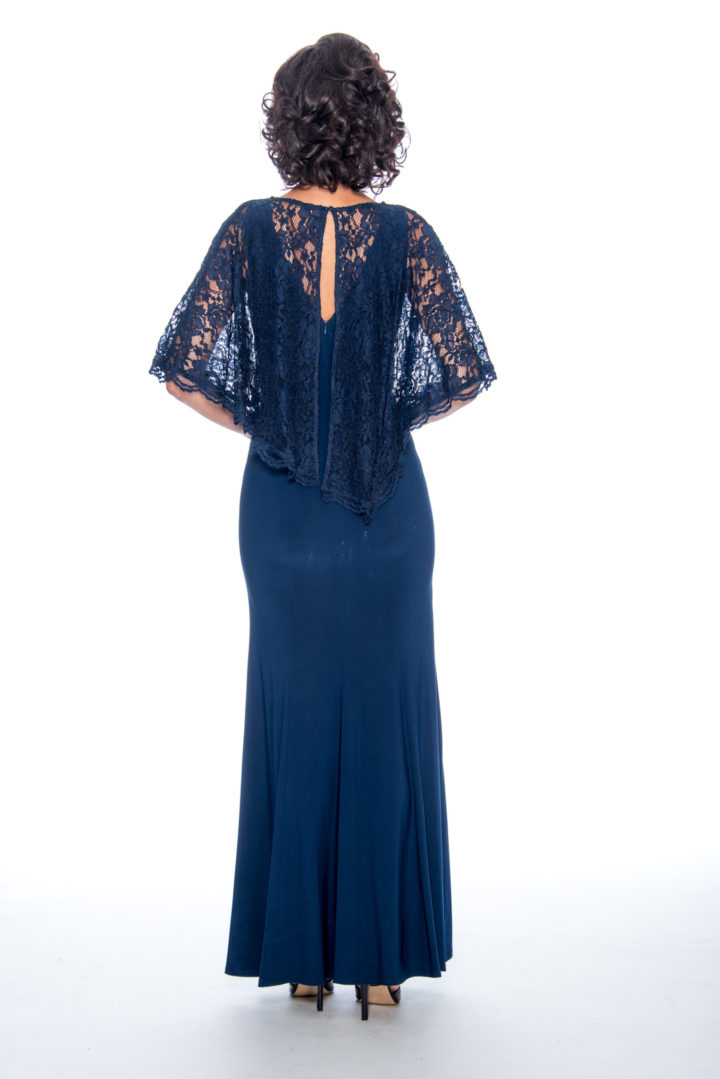 Lace cape, mermaid, long dress