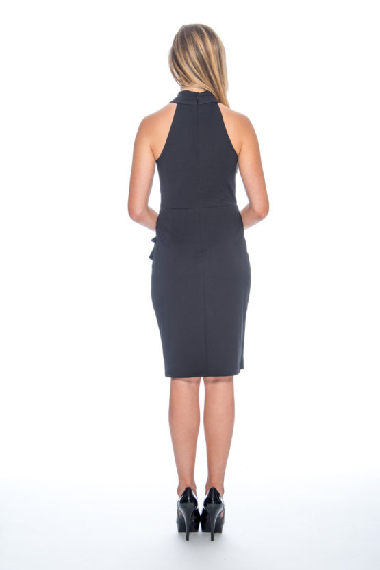 High neck, pleat detail, short dress