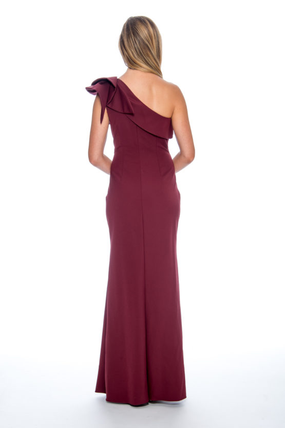 One shoulder, ruffle, long dress