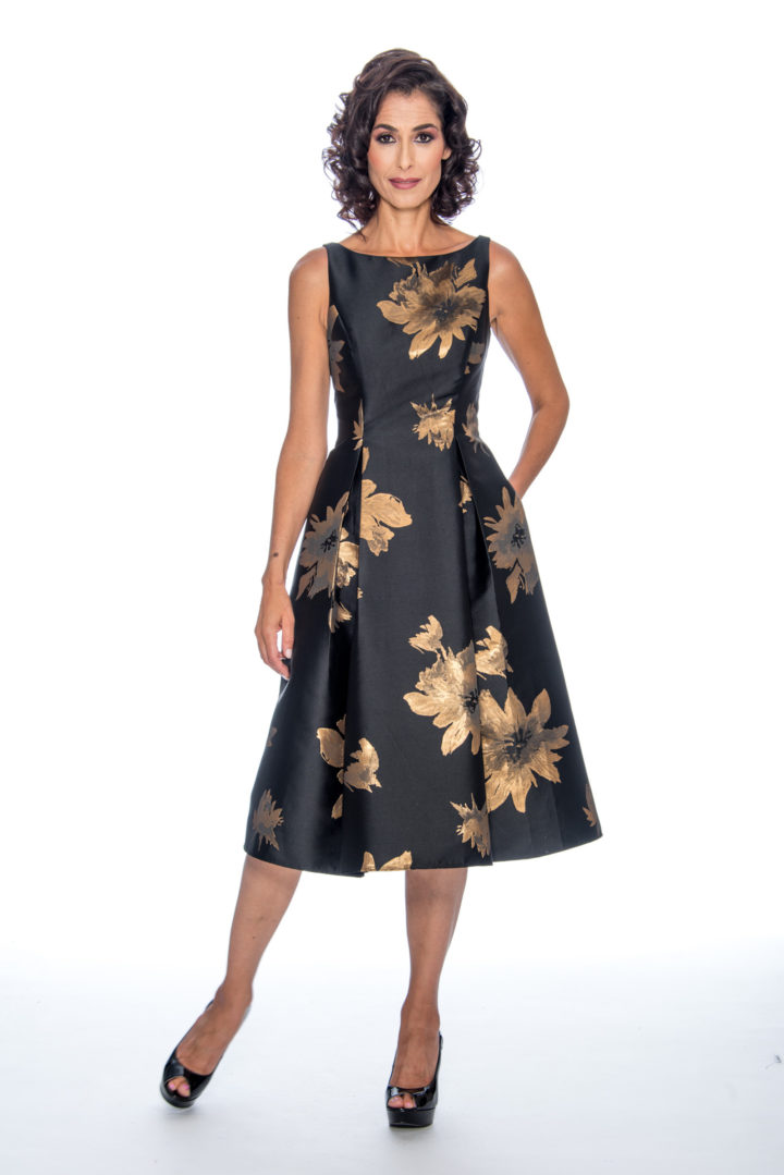 Tea length, brocade, short dress