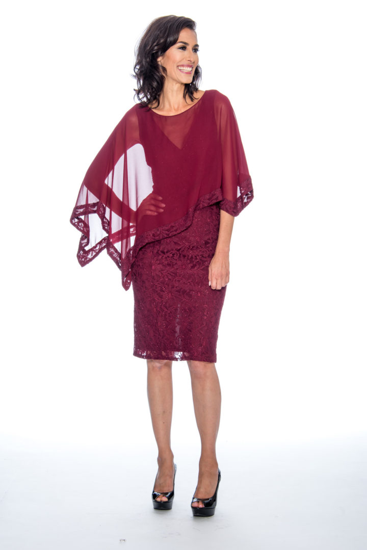 Cape, lace, short dress